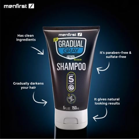MENFIRST Gray Hair Darkening Shampoo – Gradual, Natural Gray Coverage for Men | Hypoallergenic & Chemical-Free