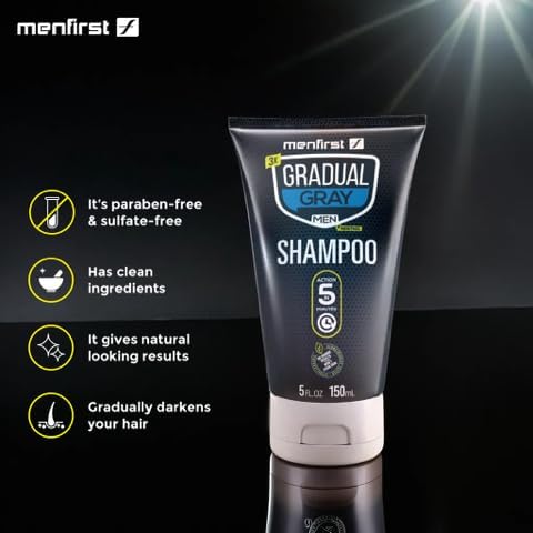 MENFIRST Gray Hair Darkening Shampoo – Gradual, Natural Gray Coverage for Men | Hypoallergenic & Chemical-Free