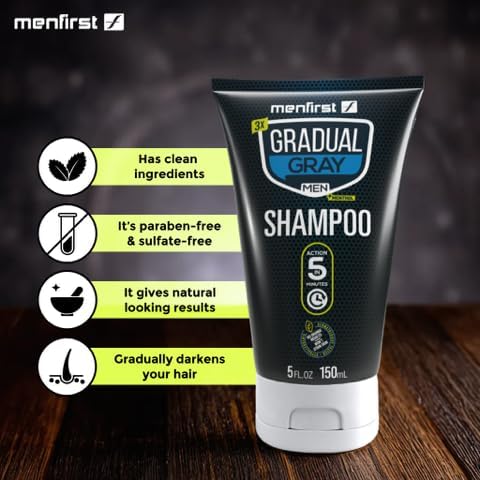 MENFIRST Gray Hair Darkening Shampoo – Gradual, Natural Gray Coverage for Men | Hypoallergenic & Chemical-Free