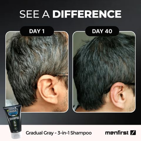MENFIRST Gray Hair Darkening Shampoo – Gradual, Natural Gray Coverage for Men | Hypoallergenic & Chemical-Free