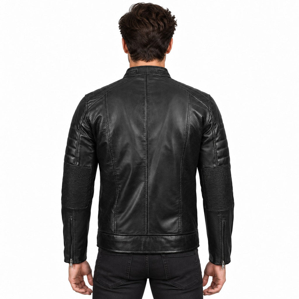 Men's Black Leather Biker Jacket