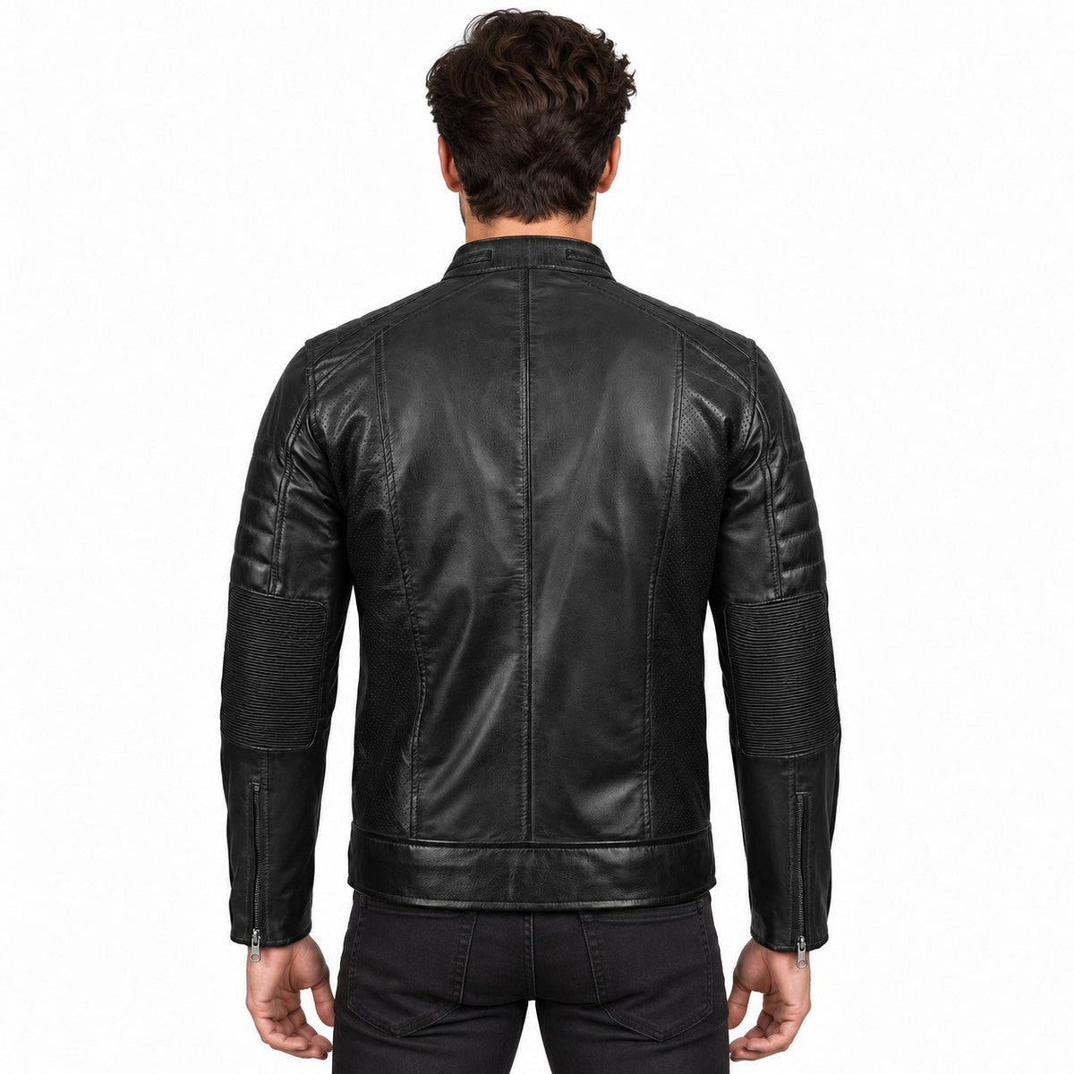 Men's Black Leather Biker Jacket