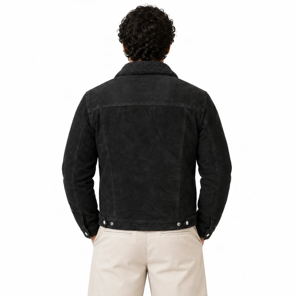 Men's Black Suede Trucker Jacket