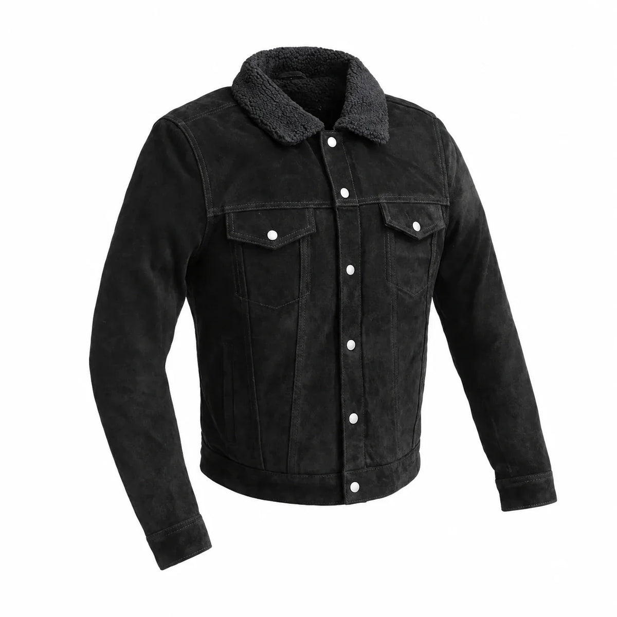 Men's Black Suede Trucker Jacket