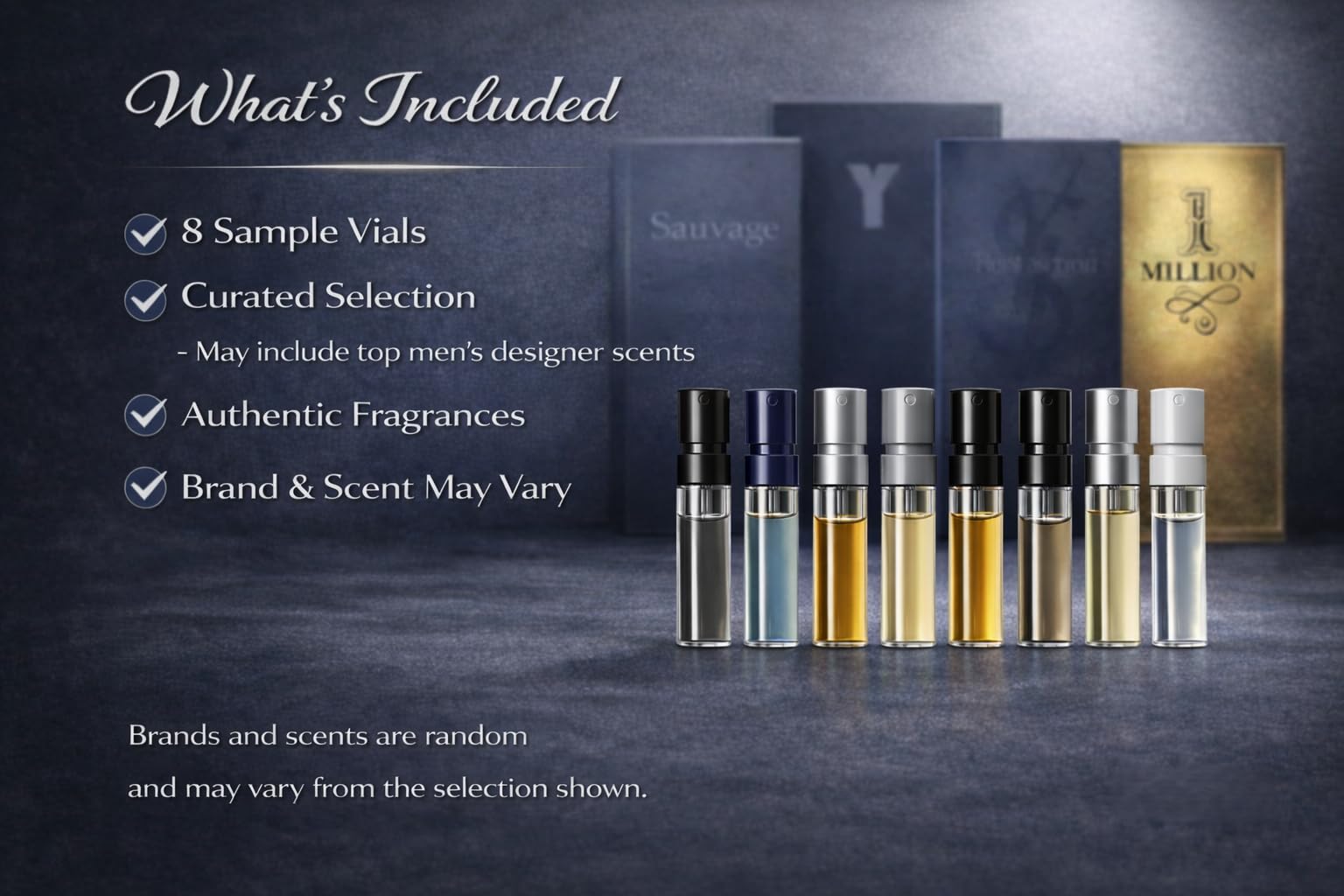 Men's Designer Fragrance Sampler – 8 Random Cologne Vials | Travel-Ready High End Niche Set