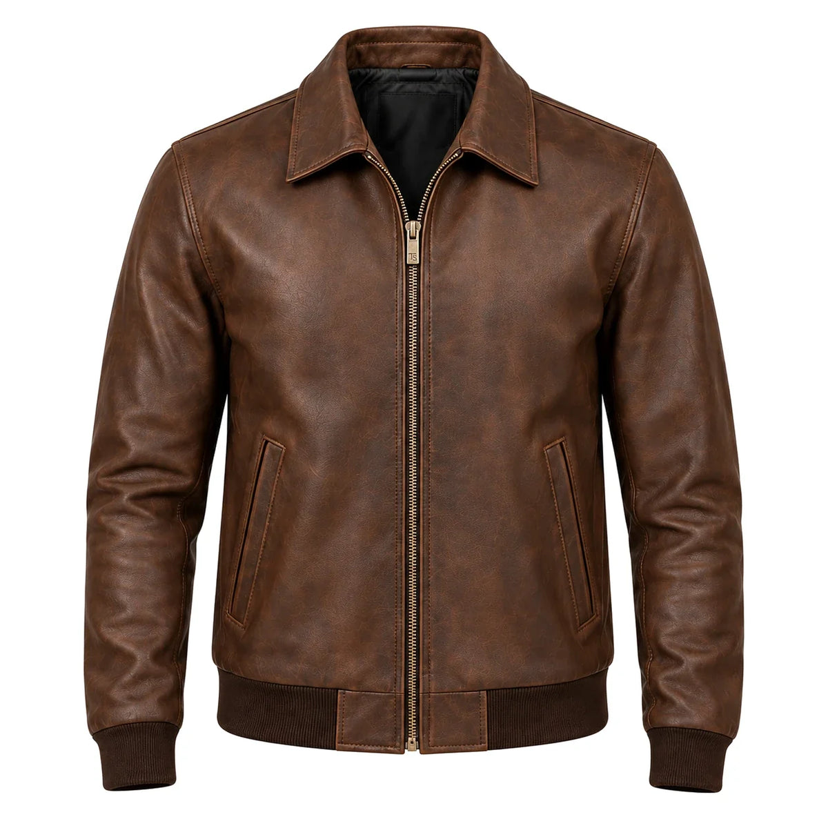 Men's Cognac Lambskin Harrington Jacket