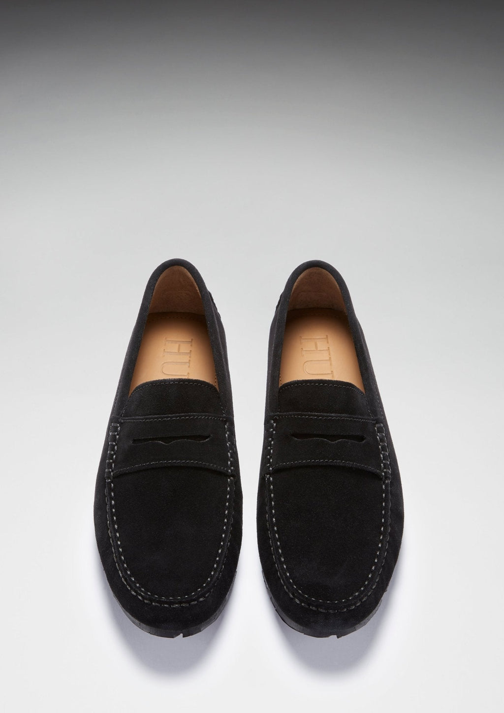 Tyre Sole Penny Driving Loafers, black suede