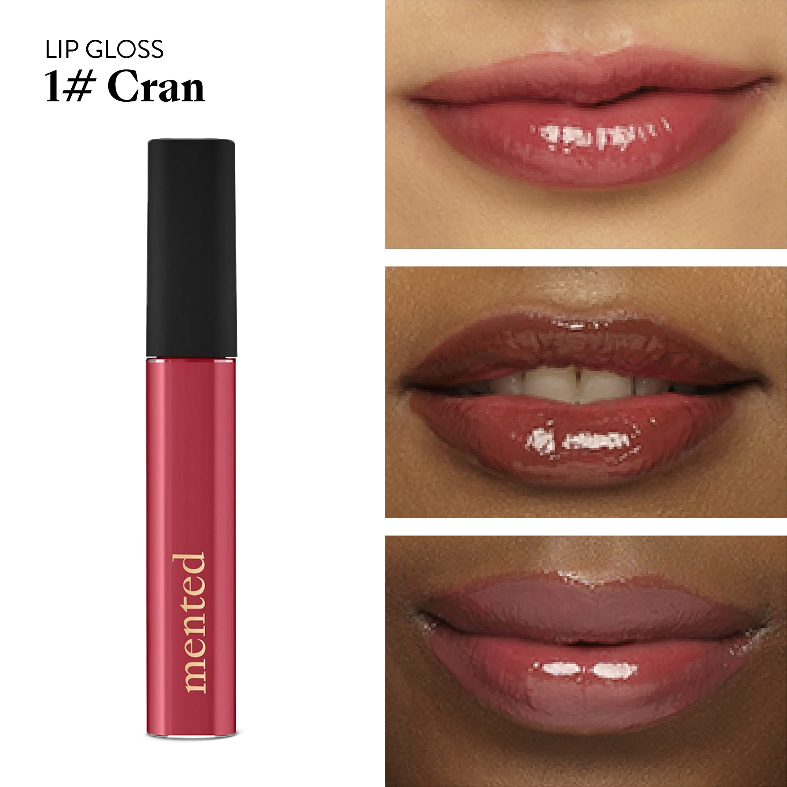Mented #1 Cran Cranberry Pink Lip Gloss – Buildable, Long-Lasting, Vegan & Cruelty-Free, Made in USA