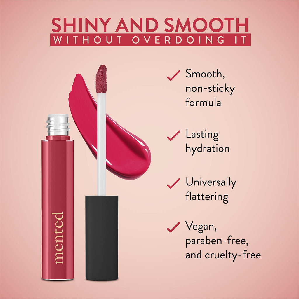 Mented #1 Cran Cranberry Pink Lip Gloss – Buildable, Long-Lasting, Vegan & Cruelty-Free, Made in USA