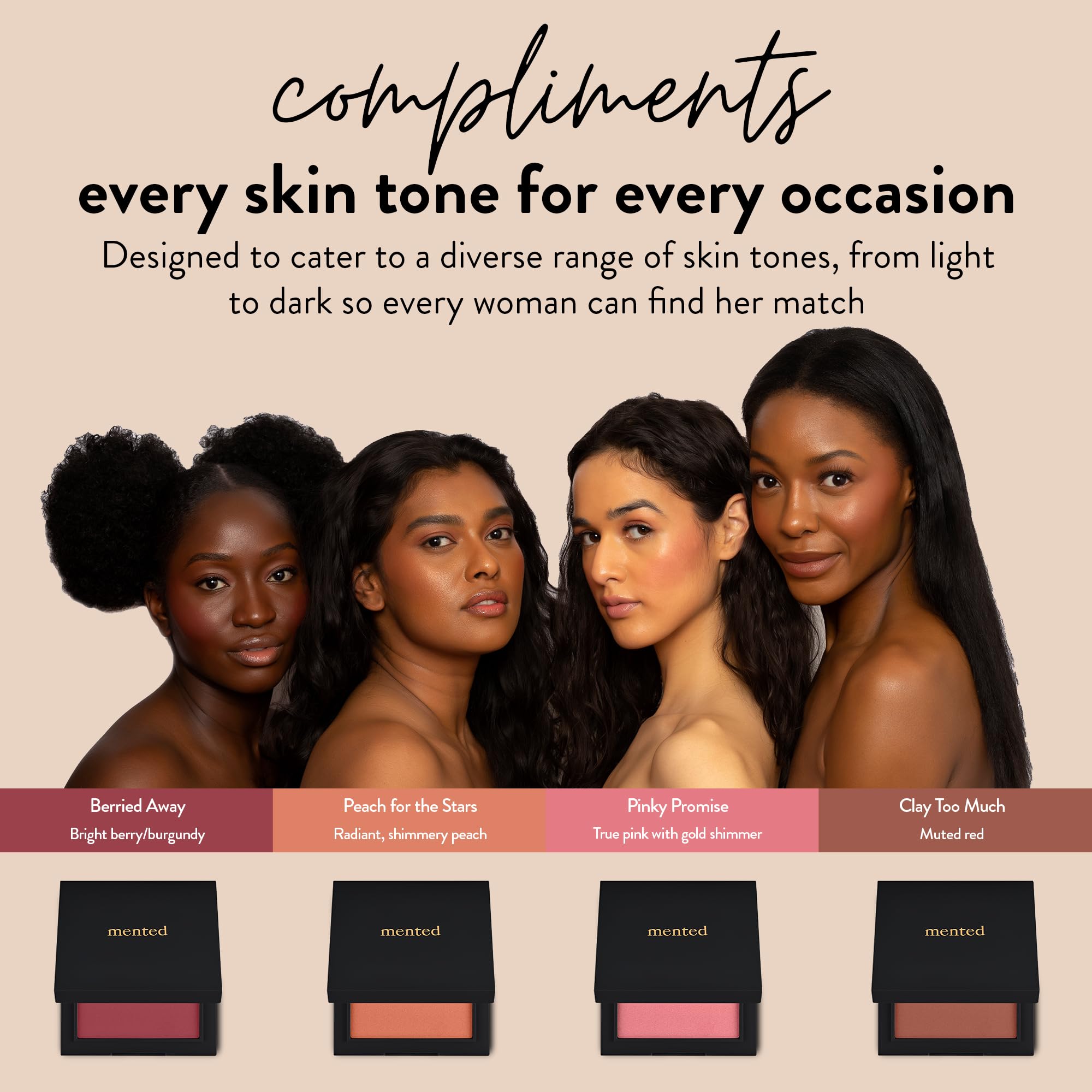 Mented Peach for the Stars Shimmer Cheek Blush Palette – Vegan, Cruelty-Free, Paraben-Free, Made in Italy (0.2 oz / 7 g)