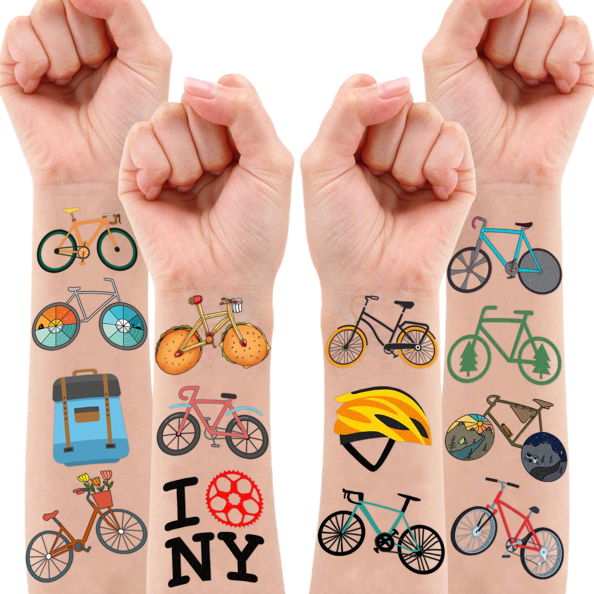MeoIsDaBest Bike Temporary Tattoos – 100 PCS, 10 Sheets for Parties, Favors & Prizes