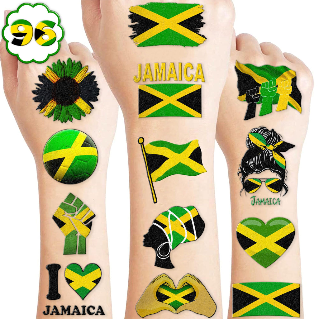 MeoIsDaBest Jamaica Flag Temporary Tattoos - 100 Pcs Party Favors