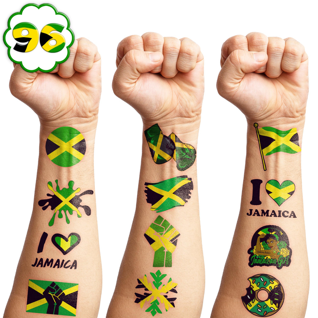 MeoIsDaBest Jamaica Flag Temporary Tattoos - 100 Pcs Party Favors