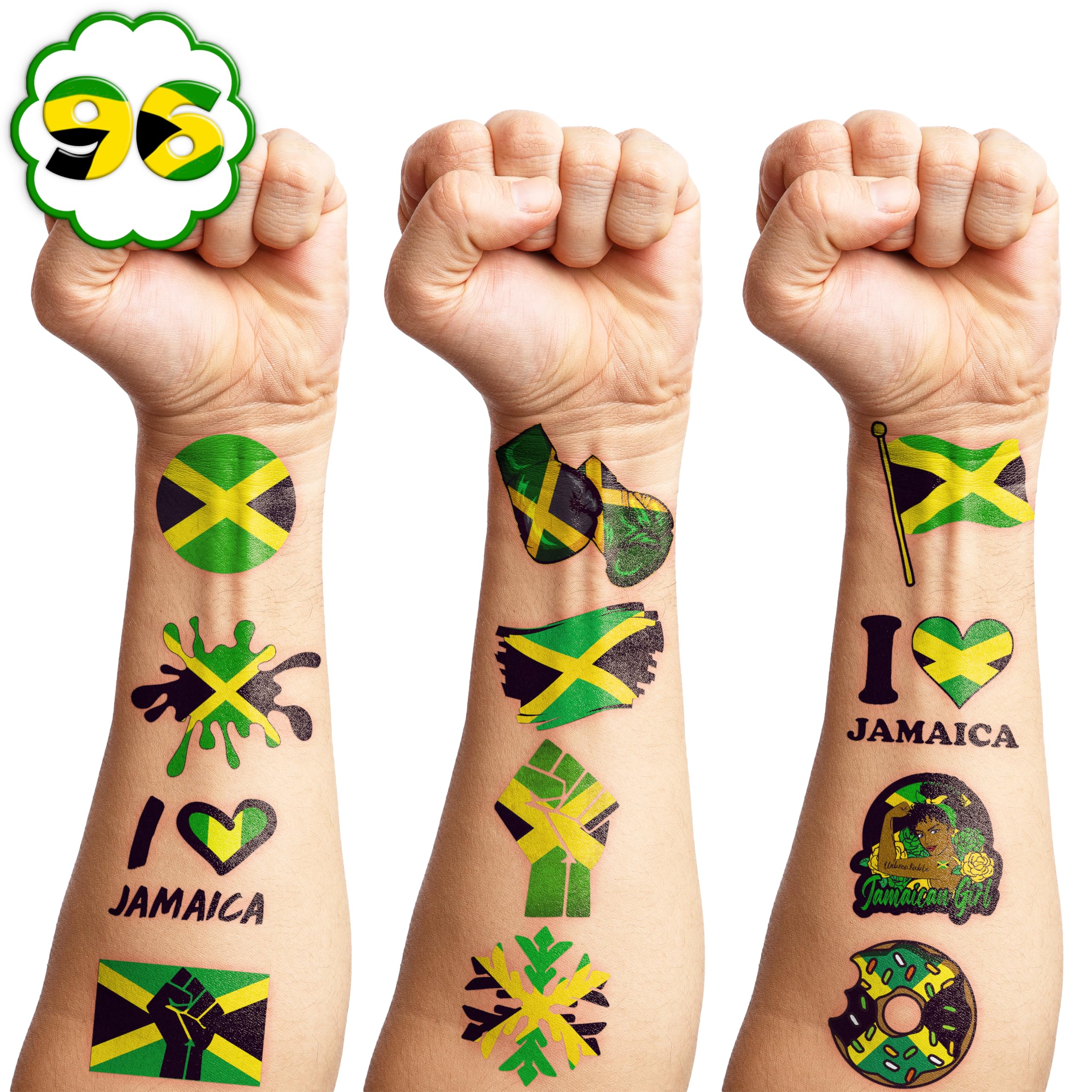 MeoIsDaBest Jamaica Flag Temporary Tattoos - 100 Pcs Party Favors