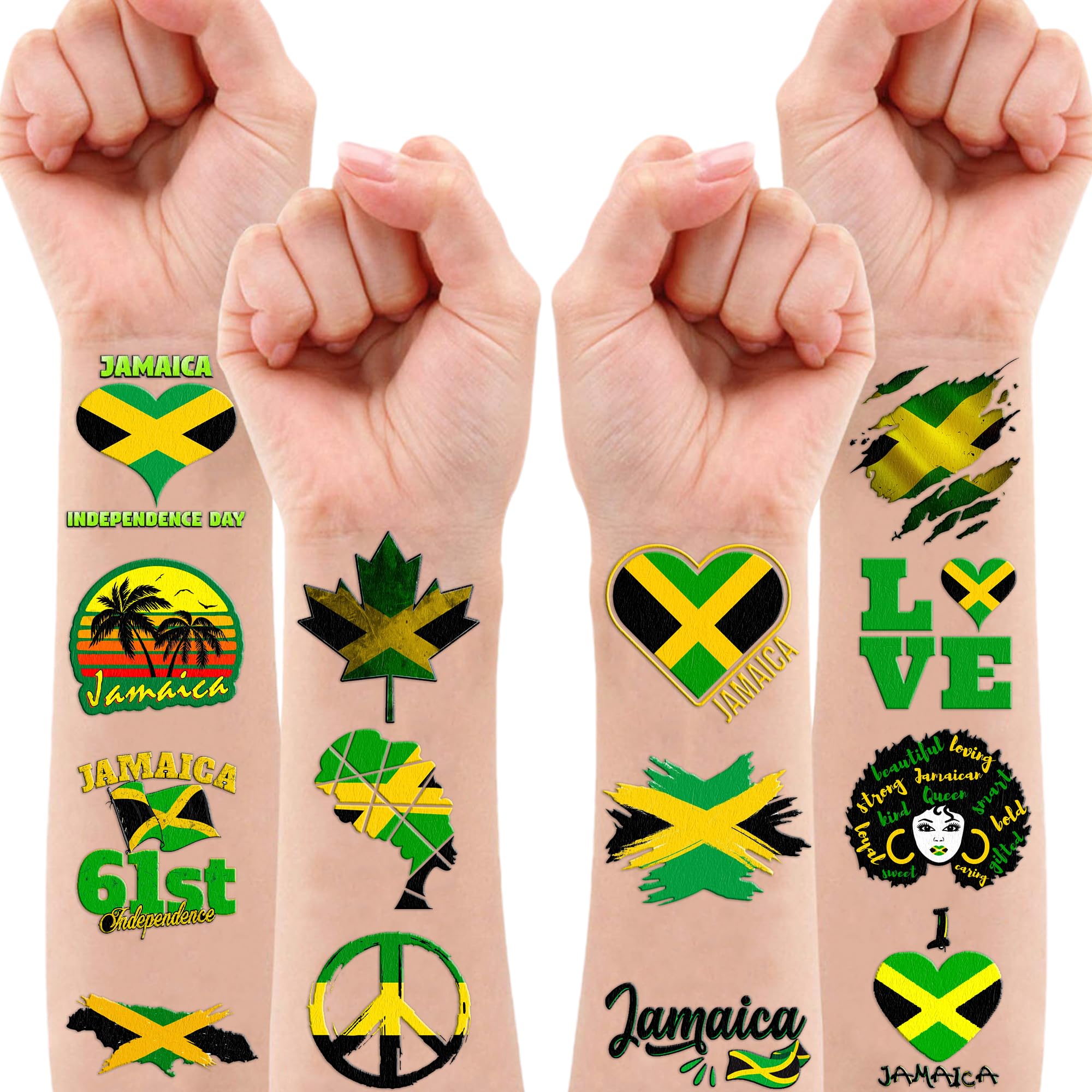 MeoIsDaBest Jamaica Flag Temporary Tattoos - 100 Pcs Party Favors