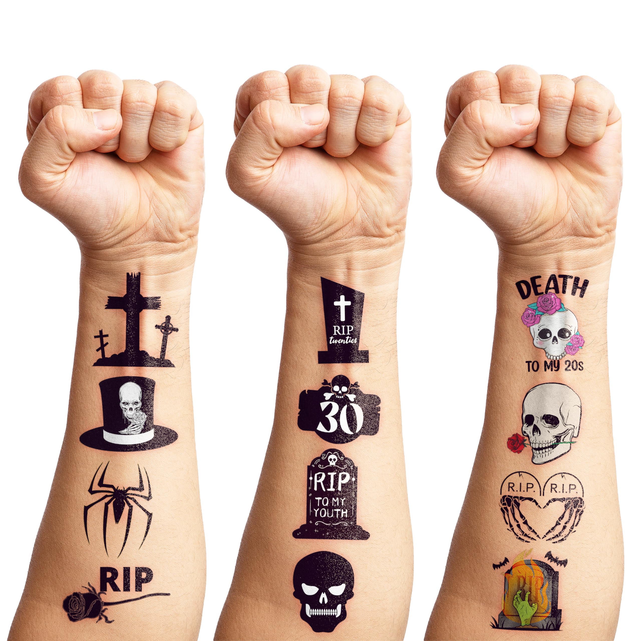 MeoIsDaBest 100 PCS Death to My 20s Temporary Tattoos — 30th Birthday Party Decor