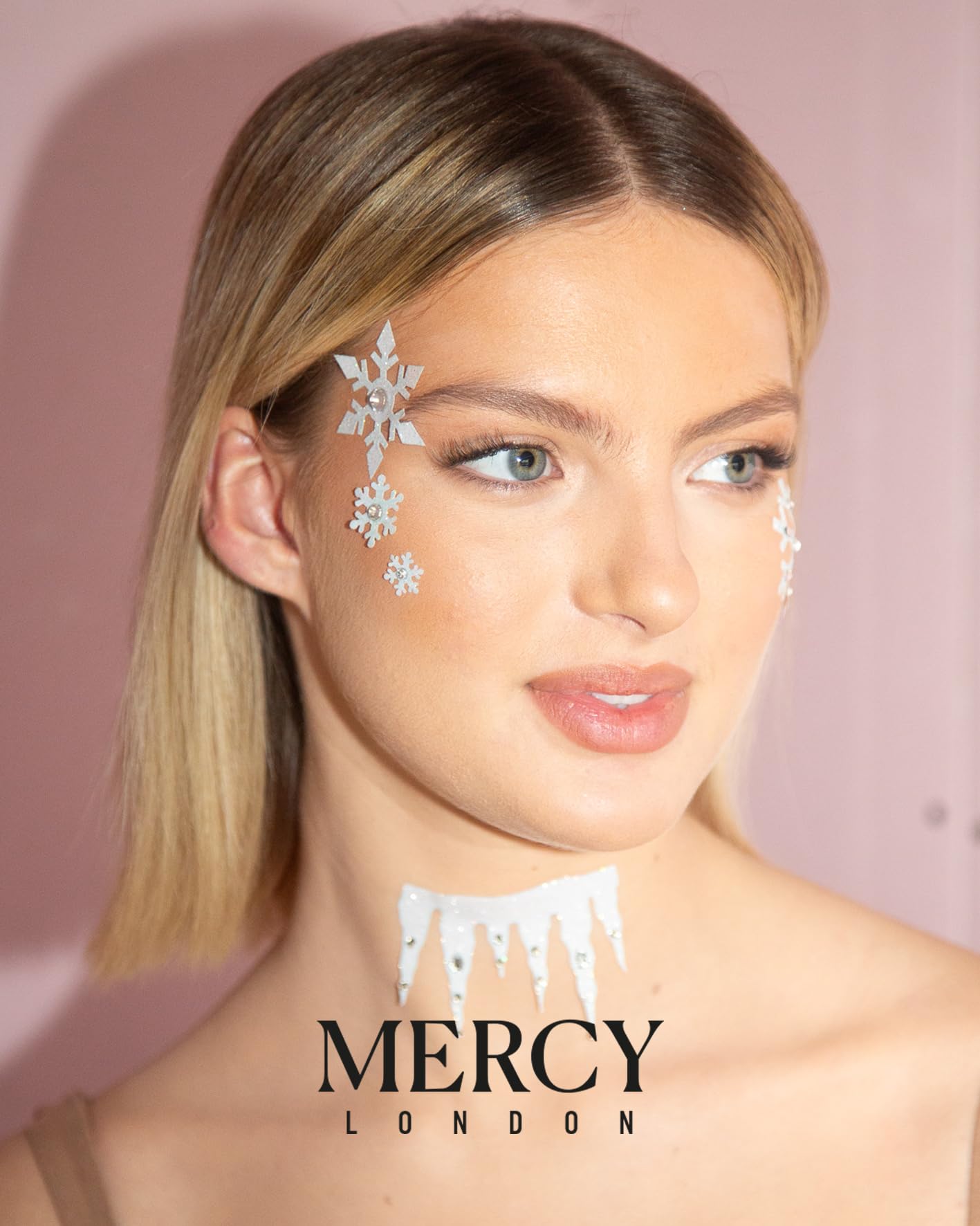 Ice Queen Face Jewels by Mercy London – Frozen Costume Gems for Halloween | Stick-On, Reusable & Skin-Friendly