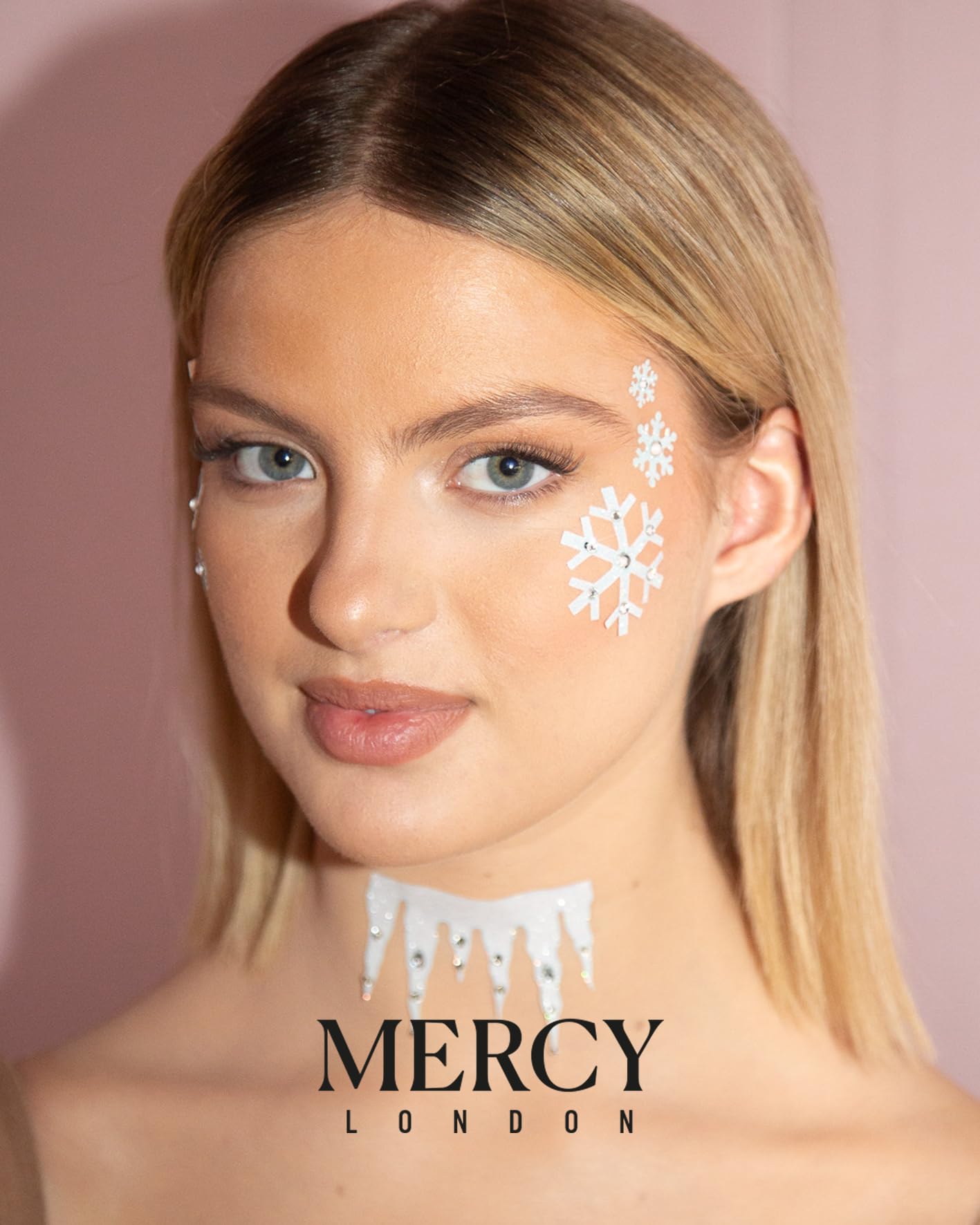 Ice Queen Face Jewels by Mercy London – Frozen Costume Gems for Halloween | Stick-On, Reusable & Skin-Friendly