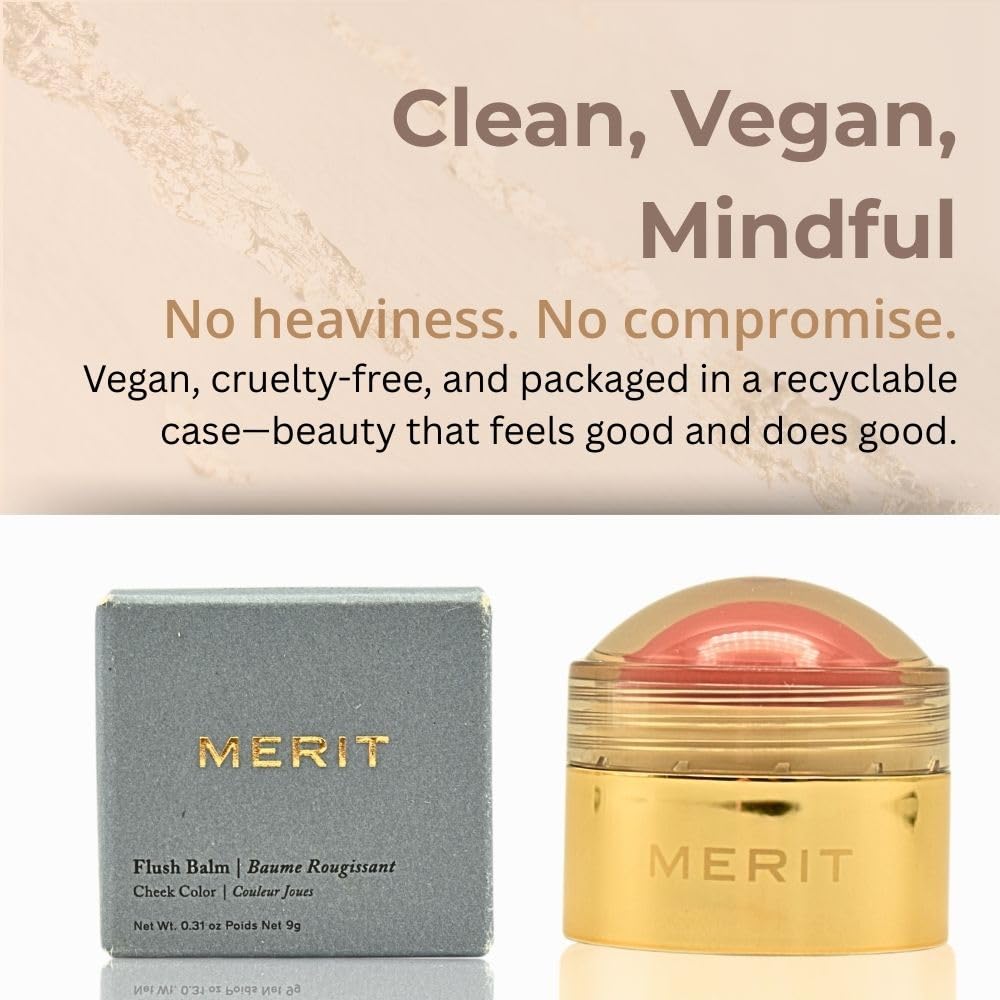 Merit Flush Balm Cream Blush Lusitano Soft Peach – Hydrating Buildable Cheek & Lip Tint (Vegan Cruelty-Free)