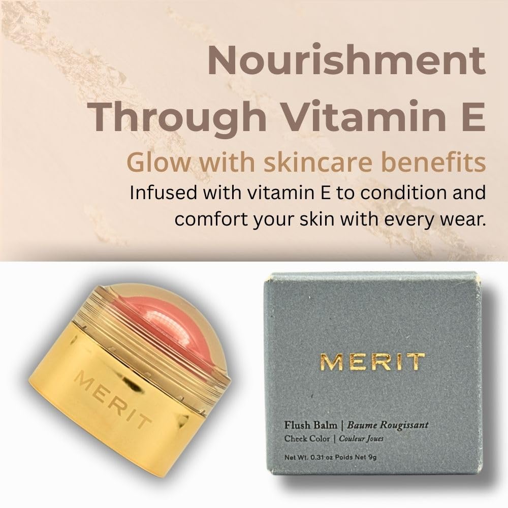 Merit Flush Balm Cream Blush Lusitano Soft Peach – Hydrating Buildable Cheek & Lip Tint (Vegan Cruelty-Free)