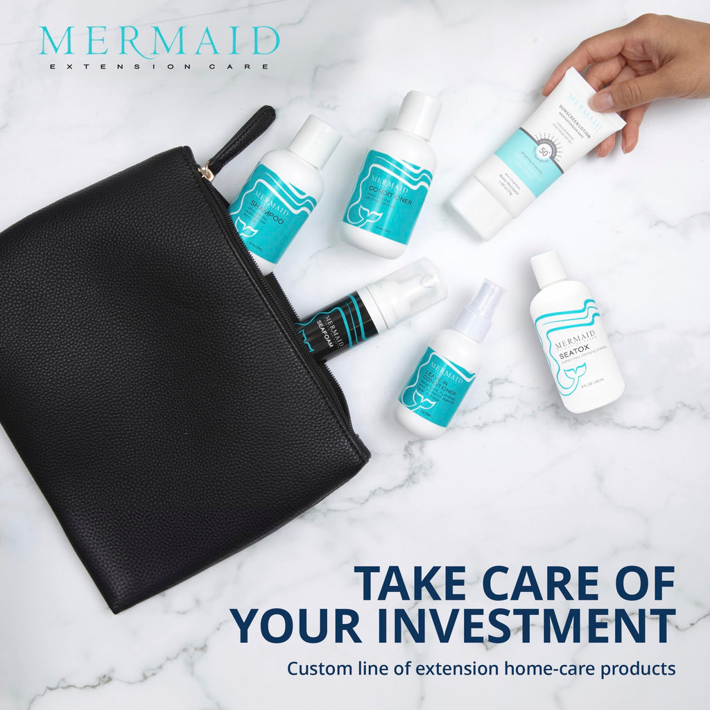 Mermaid Extension Care Shampoo & Conditioner Duo with Brush | Gentle, Sulfate-Free Daily Formula for Hair Extensions