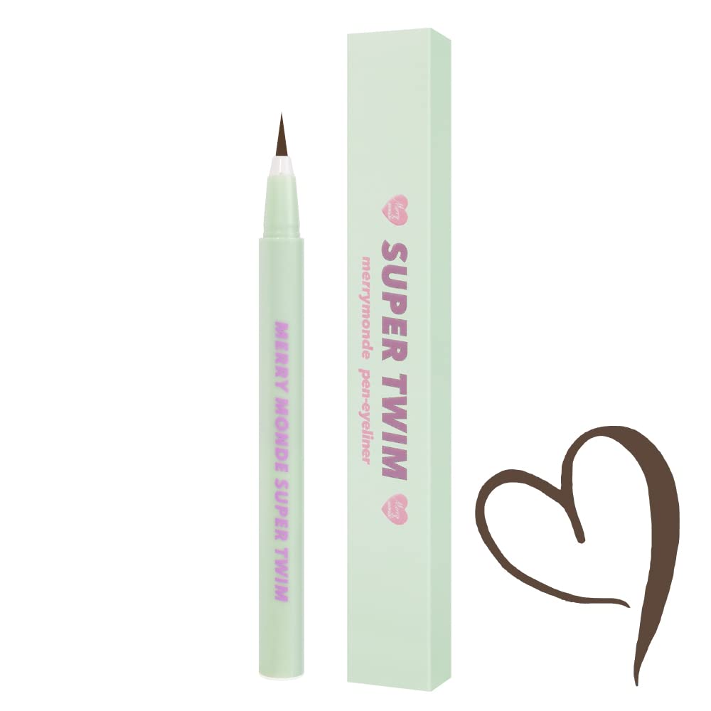 Merrymonde Multicolor Super Slim Eyeliner – Vegan, Ultra-Fine Tip, Waterproof, Mocha Brown | Korean K-Beauty