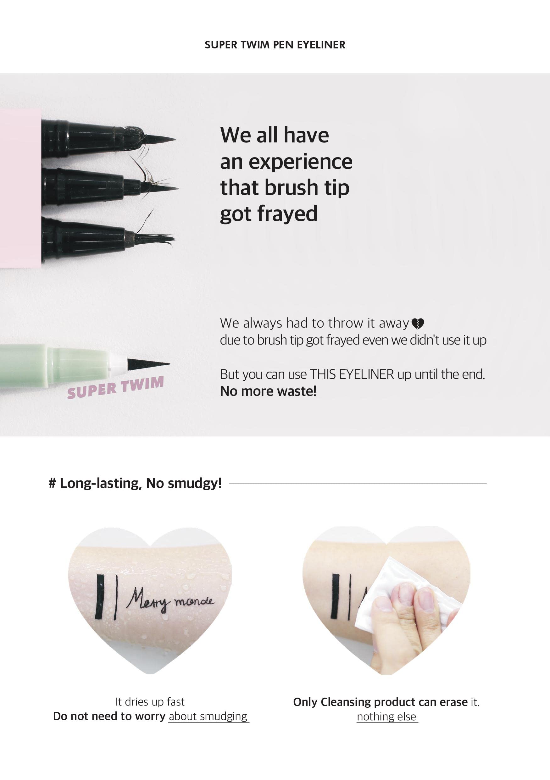 Merrymonde Multicolor Super Slim Eyeliner – Vegan, Ultra-Fine Tip, Waterproof, Mocha Brown | Korean K-Beauty