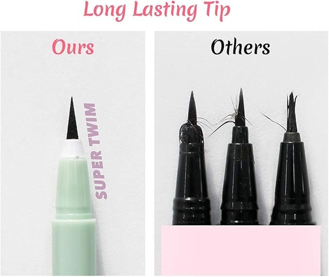Merrymonde Super Twim Long Lasting Eyeliner – Vegan, Ultra-Fine Felt Tip, Waterproof Multicolor Liner