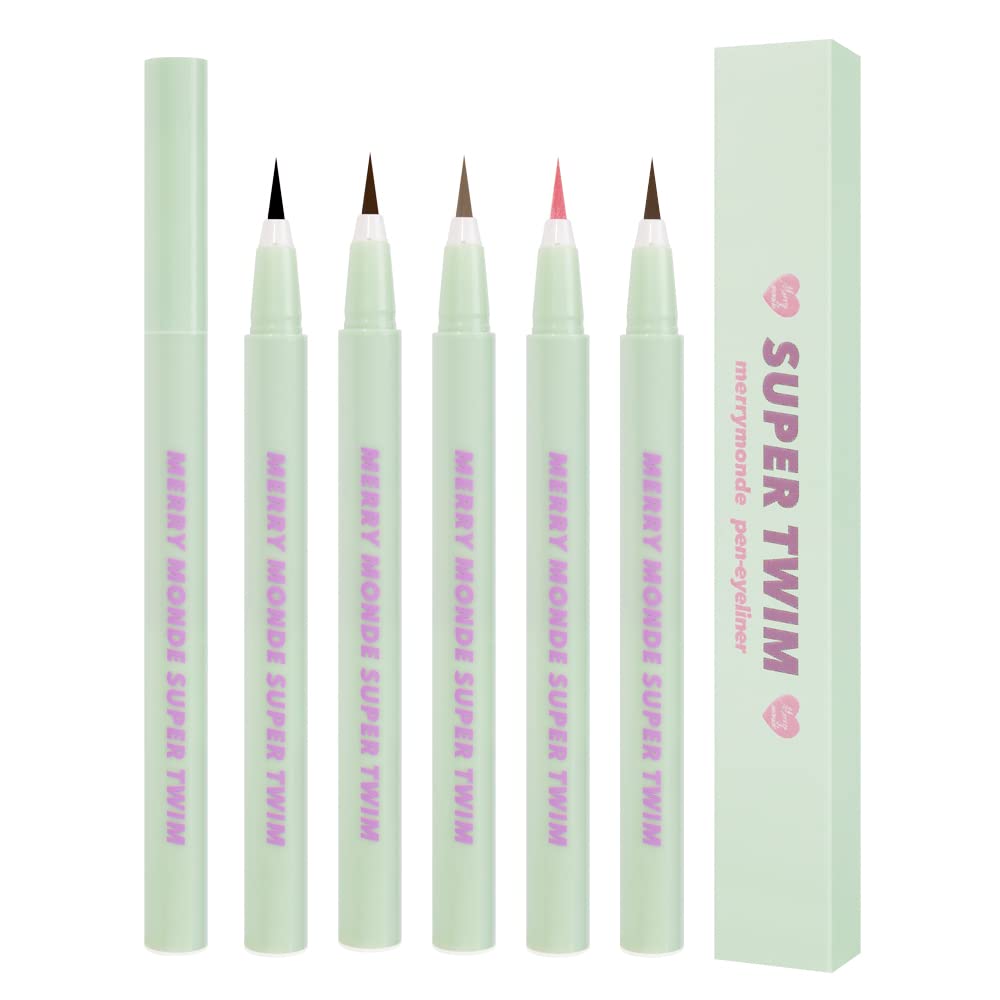 Merrymonde Multicolor Super Slim Eyeliner – Vegan, Ultra-Fine Tip, Waterproof, Mocha Brown | Korean K-Beauty