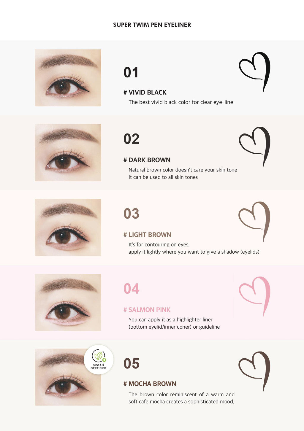 Merrymonde Multicolor Super Slim Eyeliner – Vegan, Ultra-Fine Tip, Waterproof, Mocha Brown | Korean K-Beauty