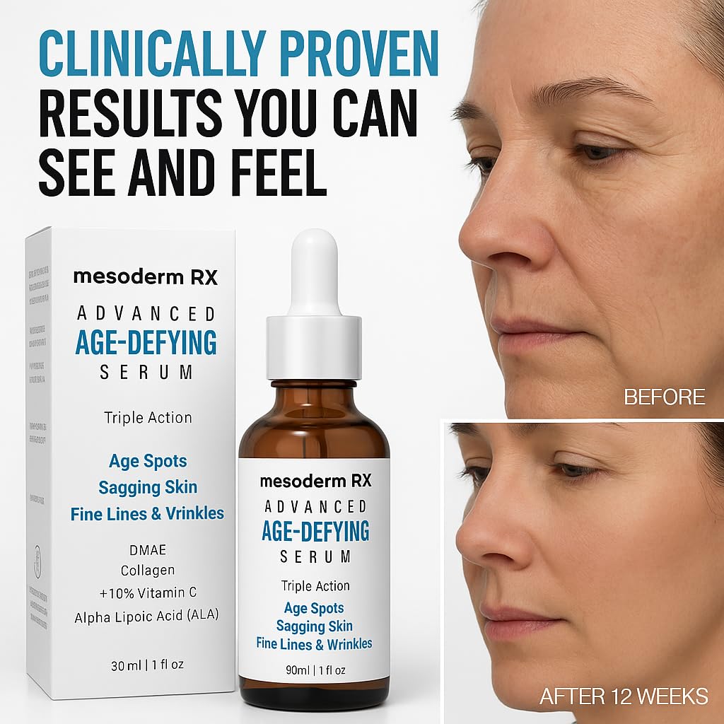 Mesoderm RX Advanced Age-Defying Serum — Triple Action for Age Spots, Fine Lines & Sagging Skin | 1 fl oz