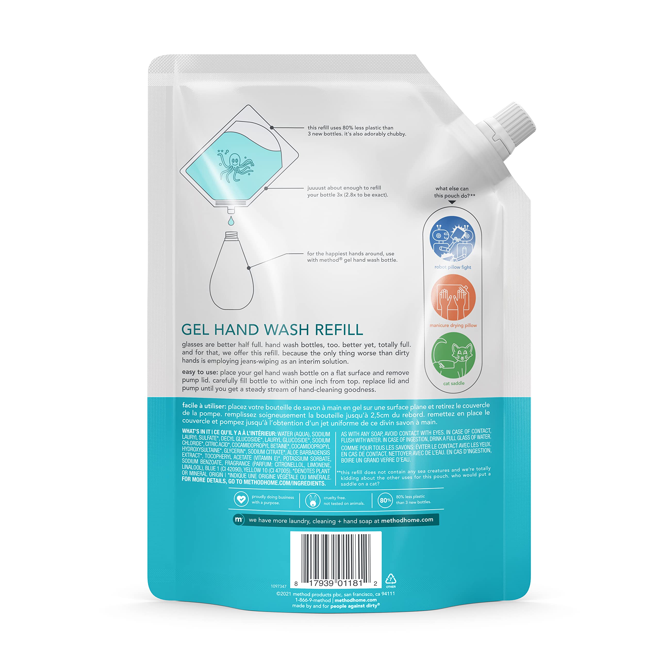 Method Gel Hand Soap Refill – Waterfall (34 oz, Pack of 6)