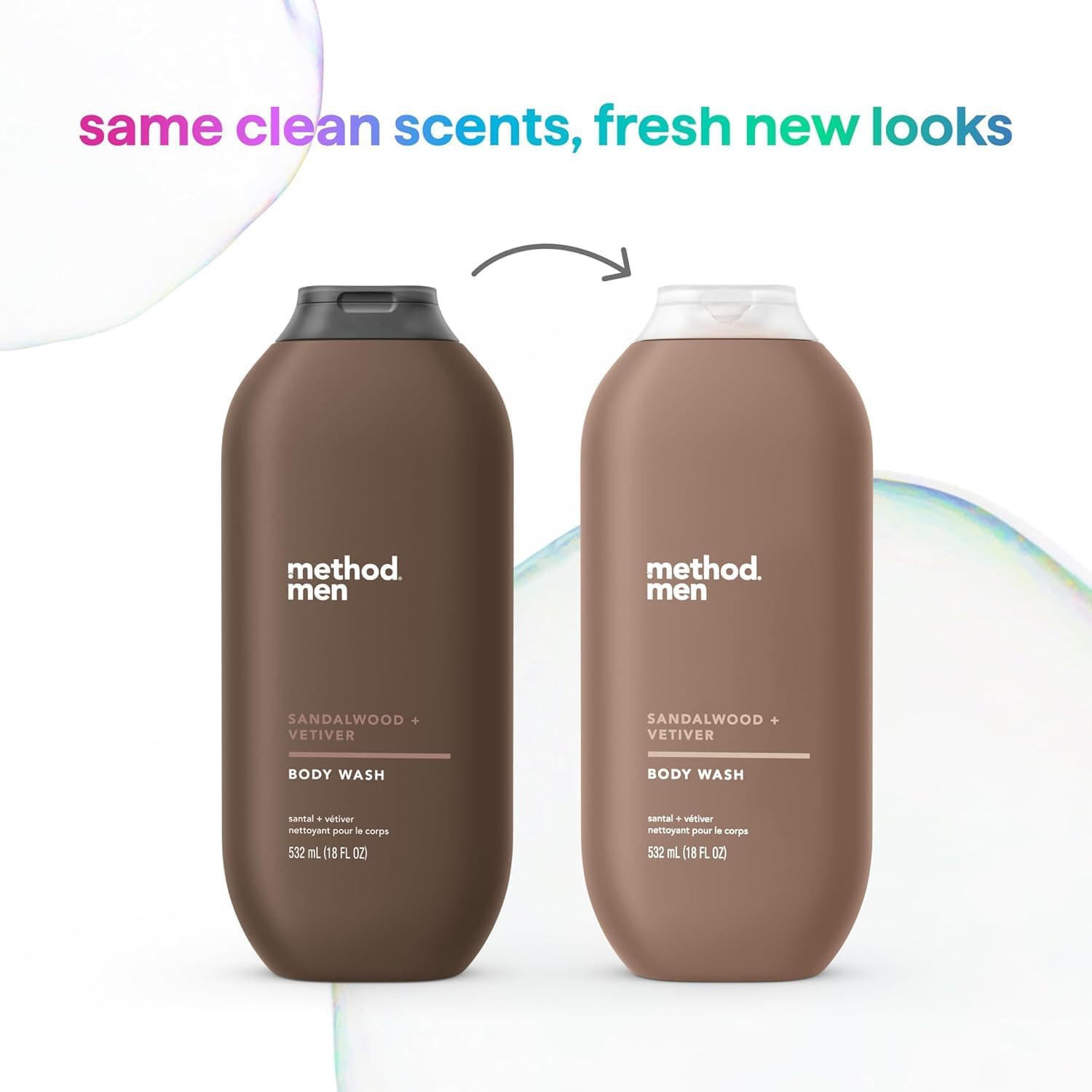 Method Men Body Wash – Sandalwood + Vetiver, Paraben & Phthalate Free, 18 fl oz (Pack of 6)