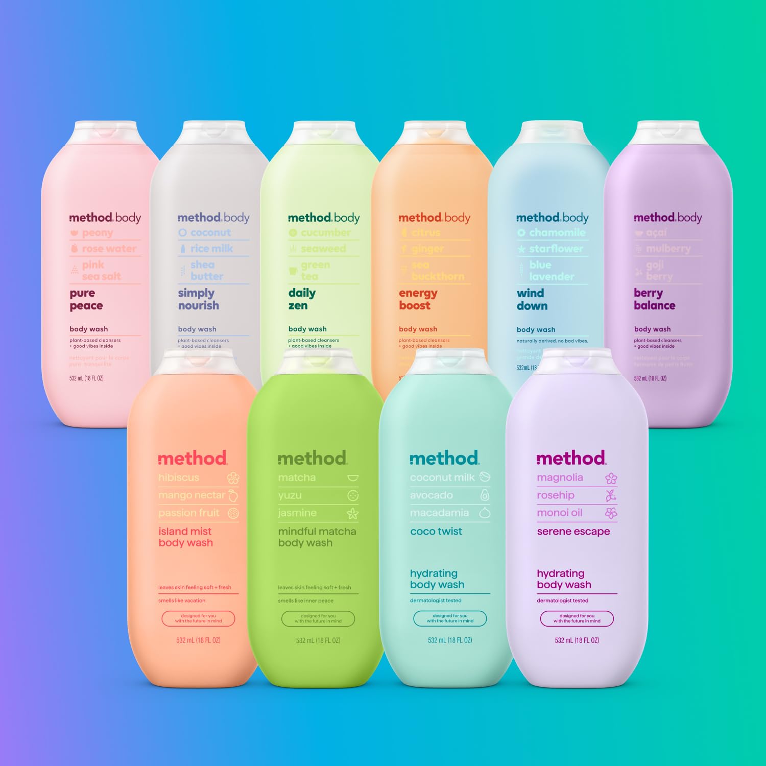 Method Body Wash Simply Nourish – Paraben & Phthalate Free, 6 x 18 oz