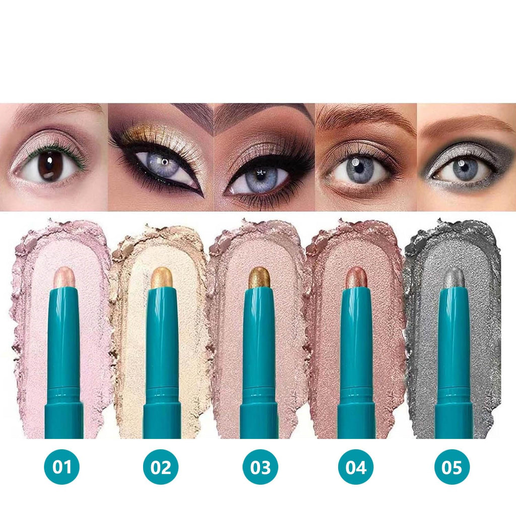 Metiplou 5-Color Eyeshadow Stick Set – Waterproof, Long-Lasting Eye Shadow & Highlighter