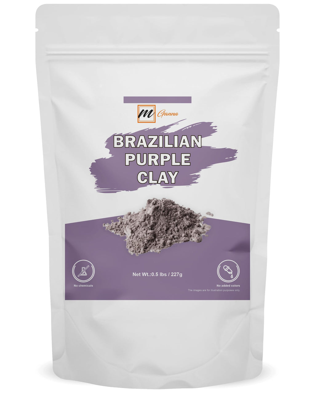 mGanna 100% Natural Brazilian Purple Clay Powder for Face Masks, Creams & Soaps – 0.5 lb (227 g)