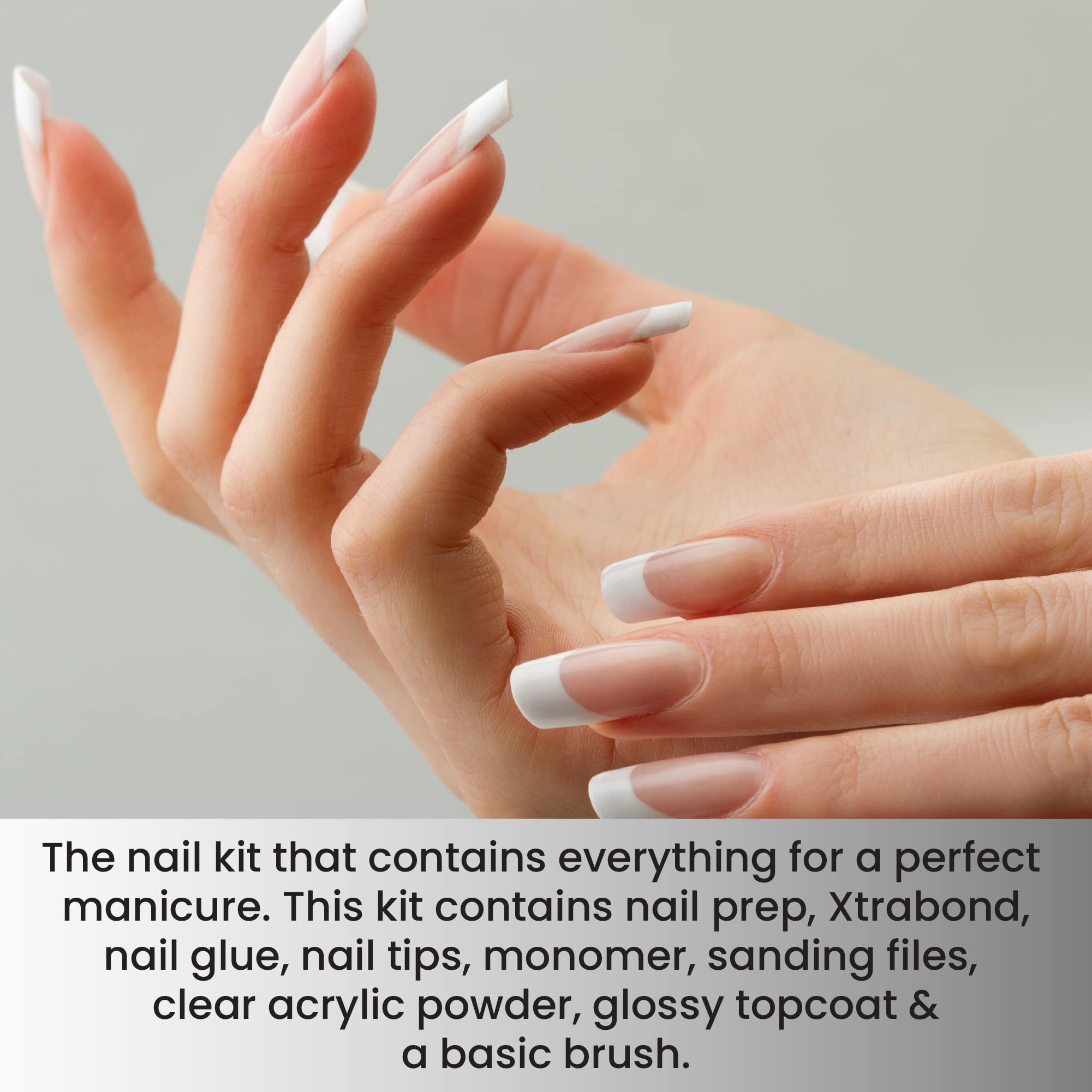 Mia Secret Acrylic Nail Kit — 1/2 oz Monomer, Clear Powder, Top Coat & Tools