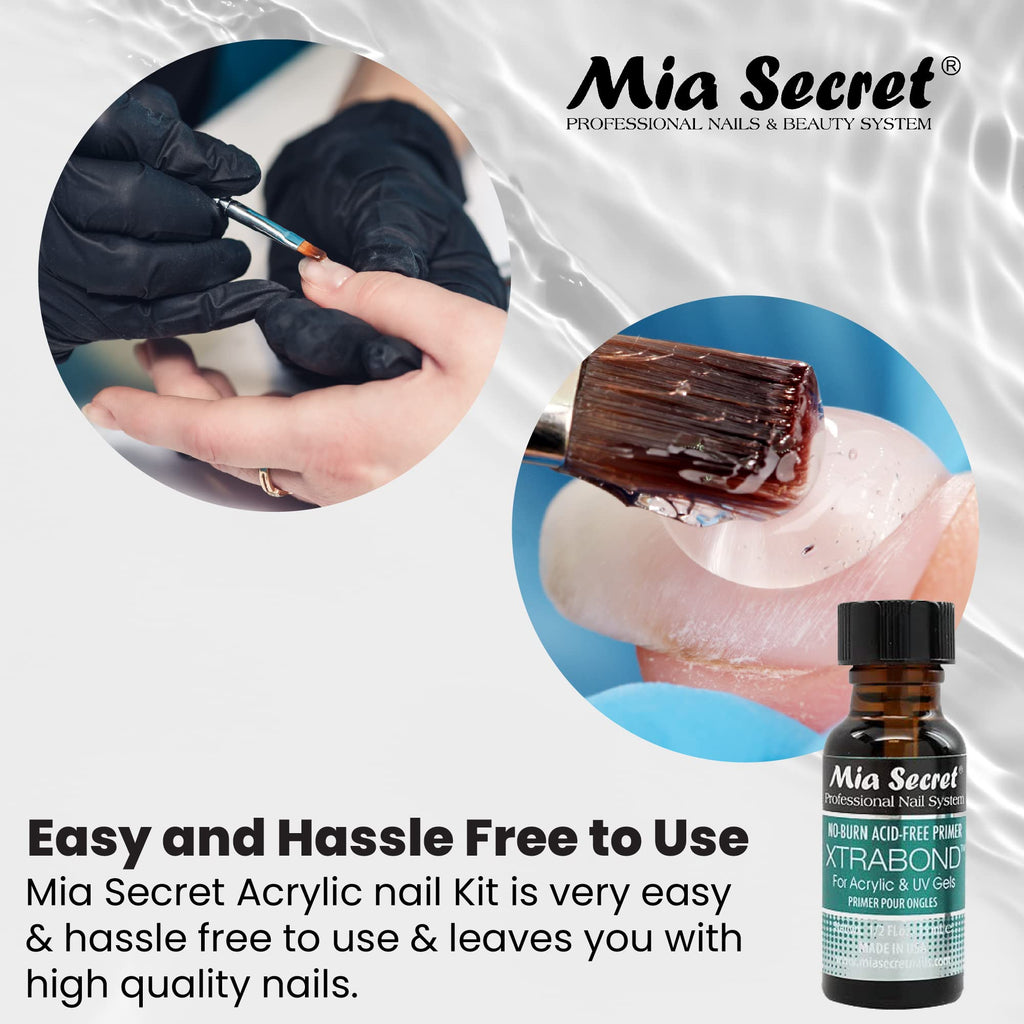 Mia Secret Acrylic Nail Kit — 1/2 oz Monomer, Clear Powder, Top Coat & Tools