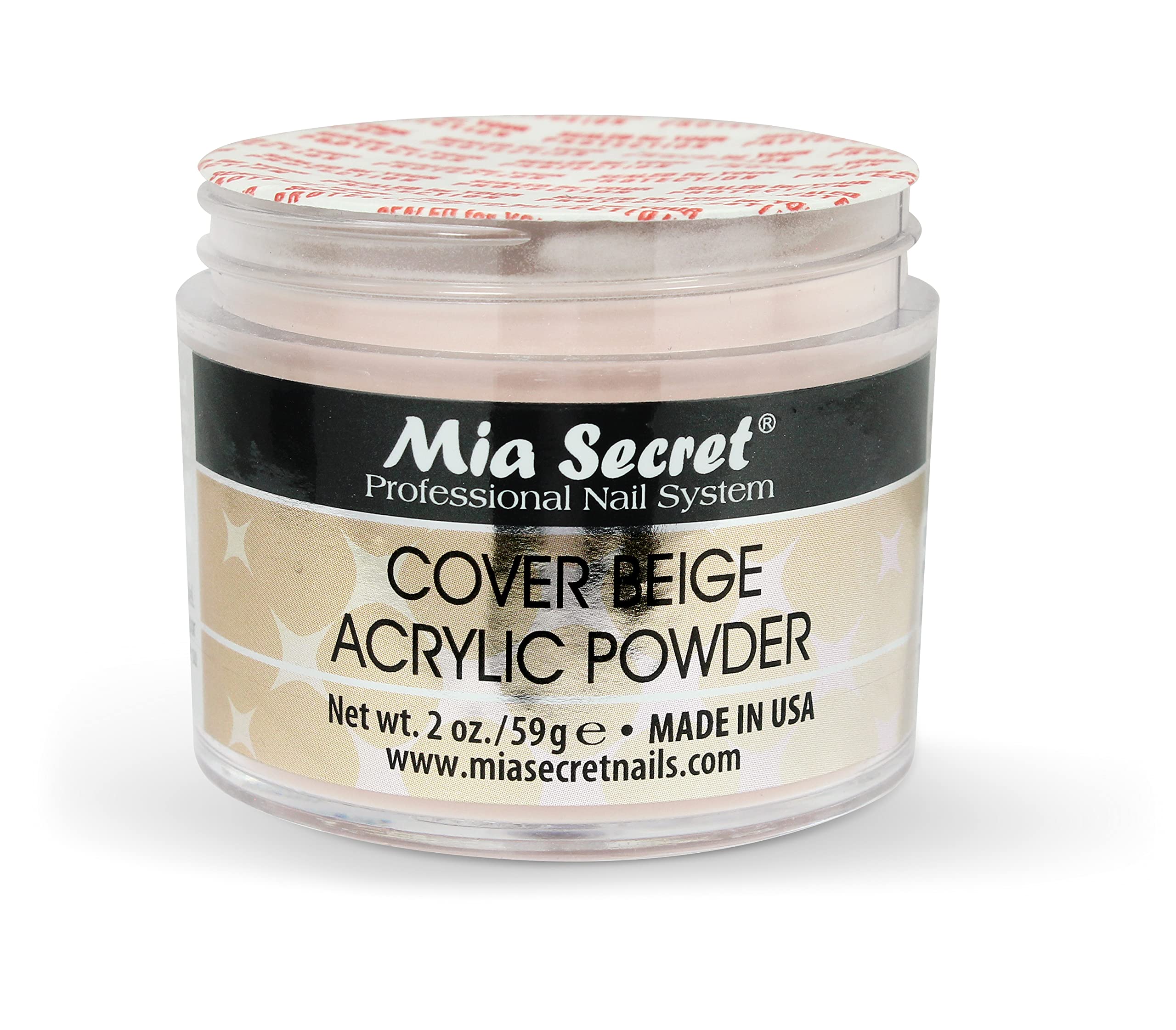 Mia Secret Cover Beige Acrylic Powder – 2 oz, Self-Leveling, Non-Yellowing