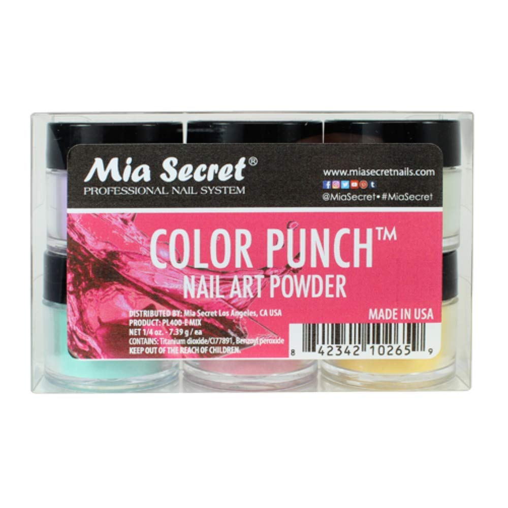 Mia Secret Color Punch Collection - 6 Vibrant Nail Acrylic Powders
