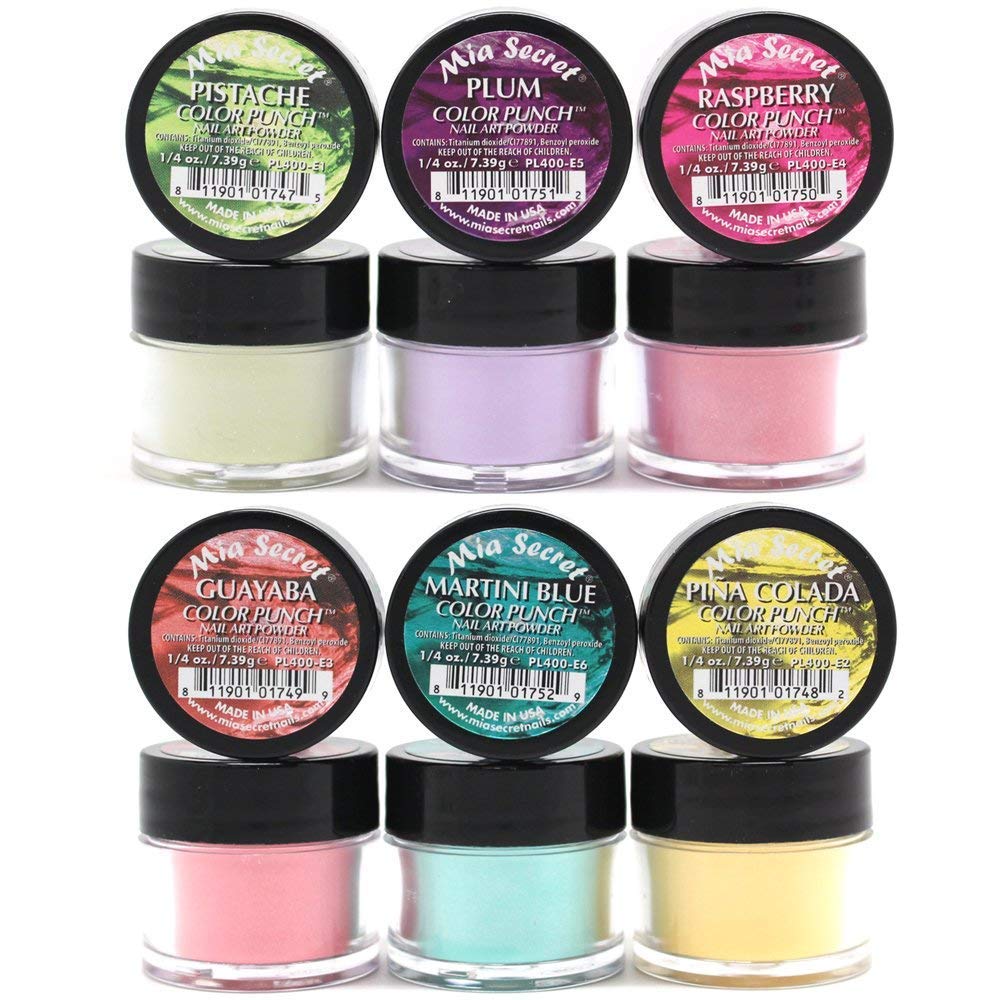 Mia Secret Color Punch Collection - 6 Vibrant Nail Acrylic Powders