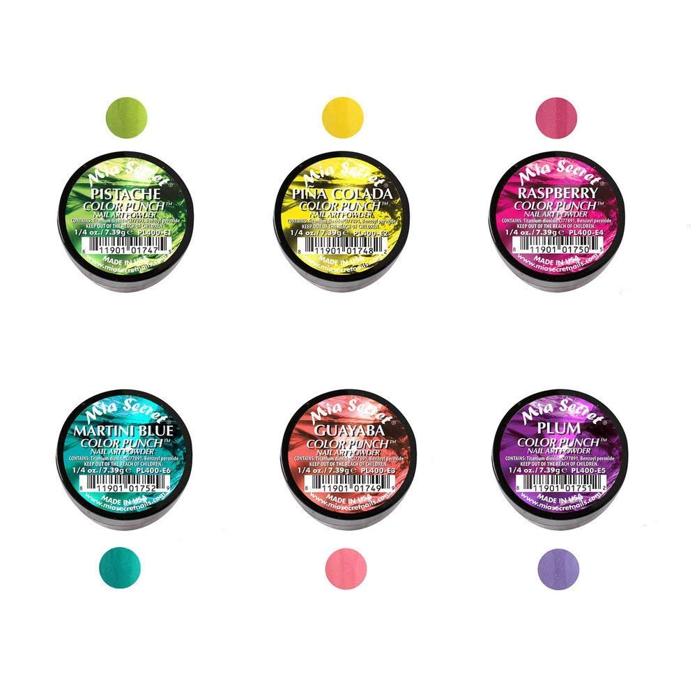 Mia Secret Color Punch Collection - 6 Vibrant Nail Acrylic Powders