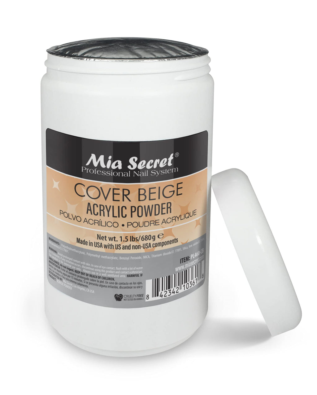 Mia Secret Cover Beige Acrylic Powder - 1.5 Lbs | Long-Lasting Nail Color & Build