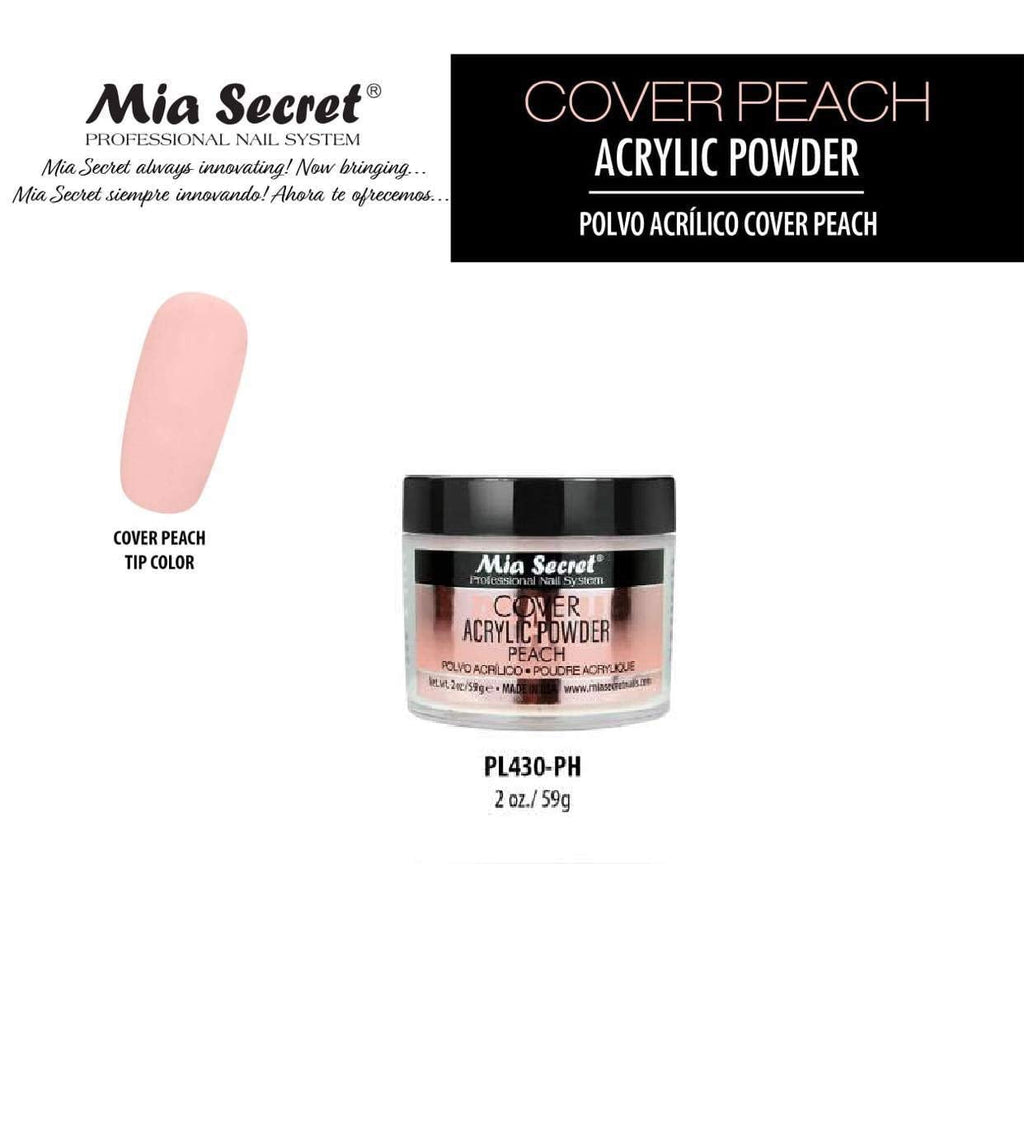 Mia Secret Cover Peach Acrylic Powder 2oz – Natural Coverage for Baby Boomer and Ombre Nails