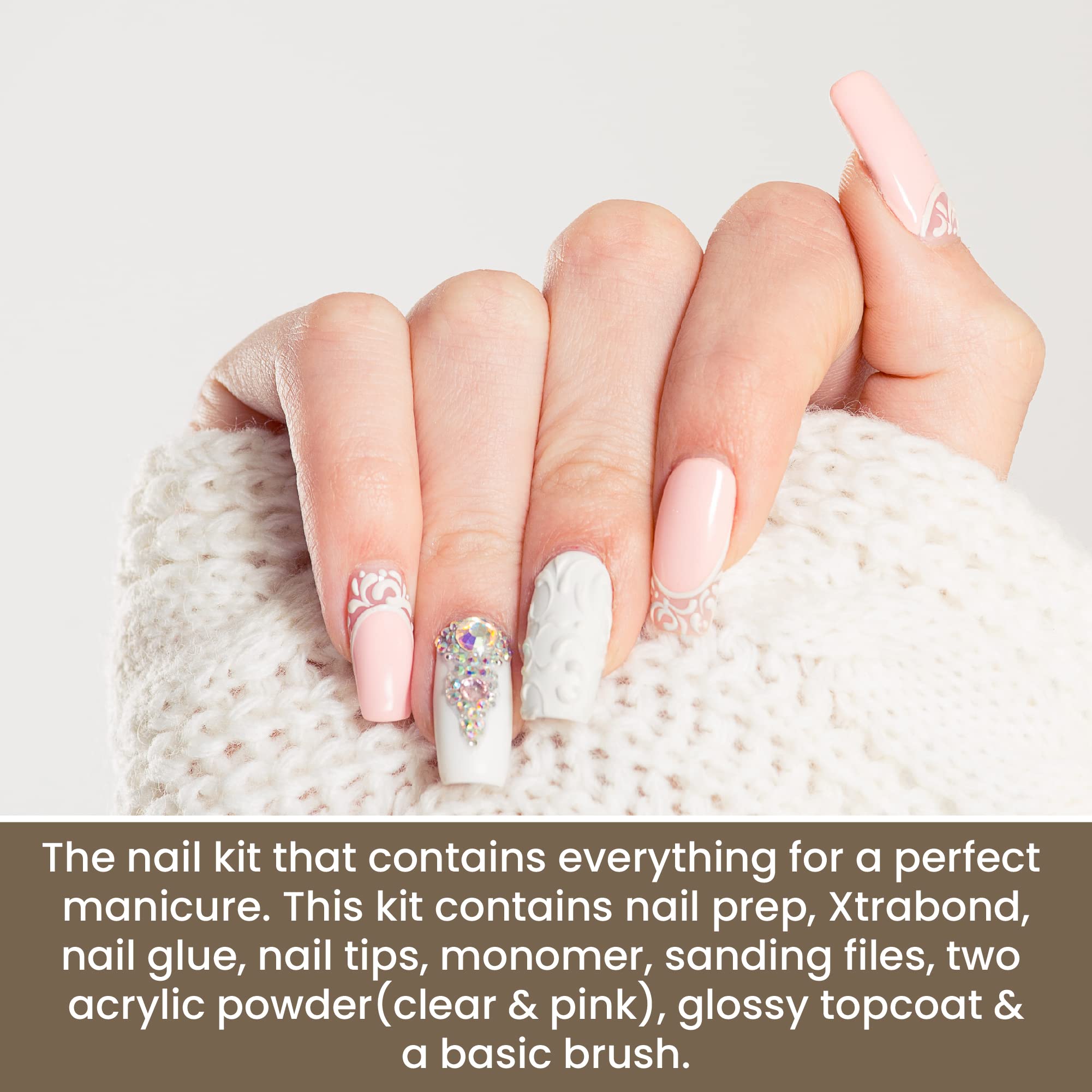 Mia Secret Acrylic Nail Kit for Beginners | Pink & Clear Powders Starter Set