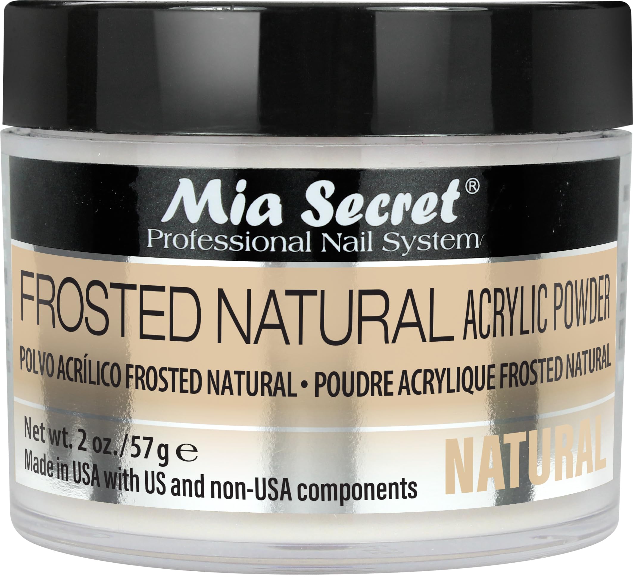 Mia Secret Frosted Natural Acrylic Powder – 1oz or 2oz, Made in USA