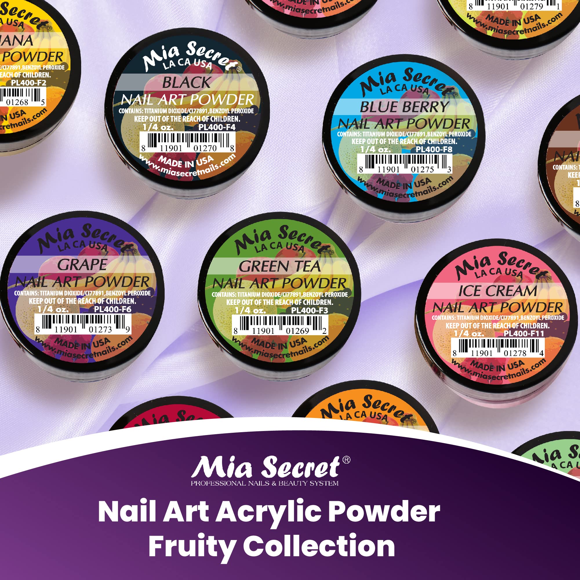 Mia Secret Fruity Collection: 12-Piece Nail Acrylic Powder Set