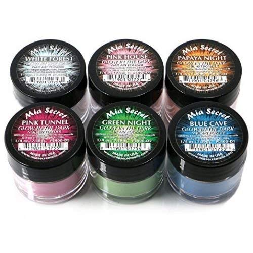 Mia Secret Glow in the Dark Acrylic Powder – 6-Piece Set