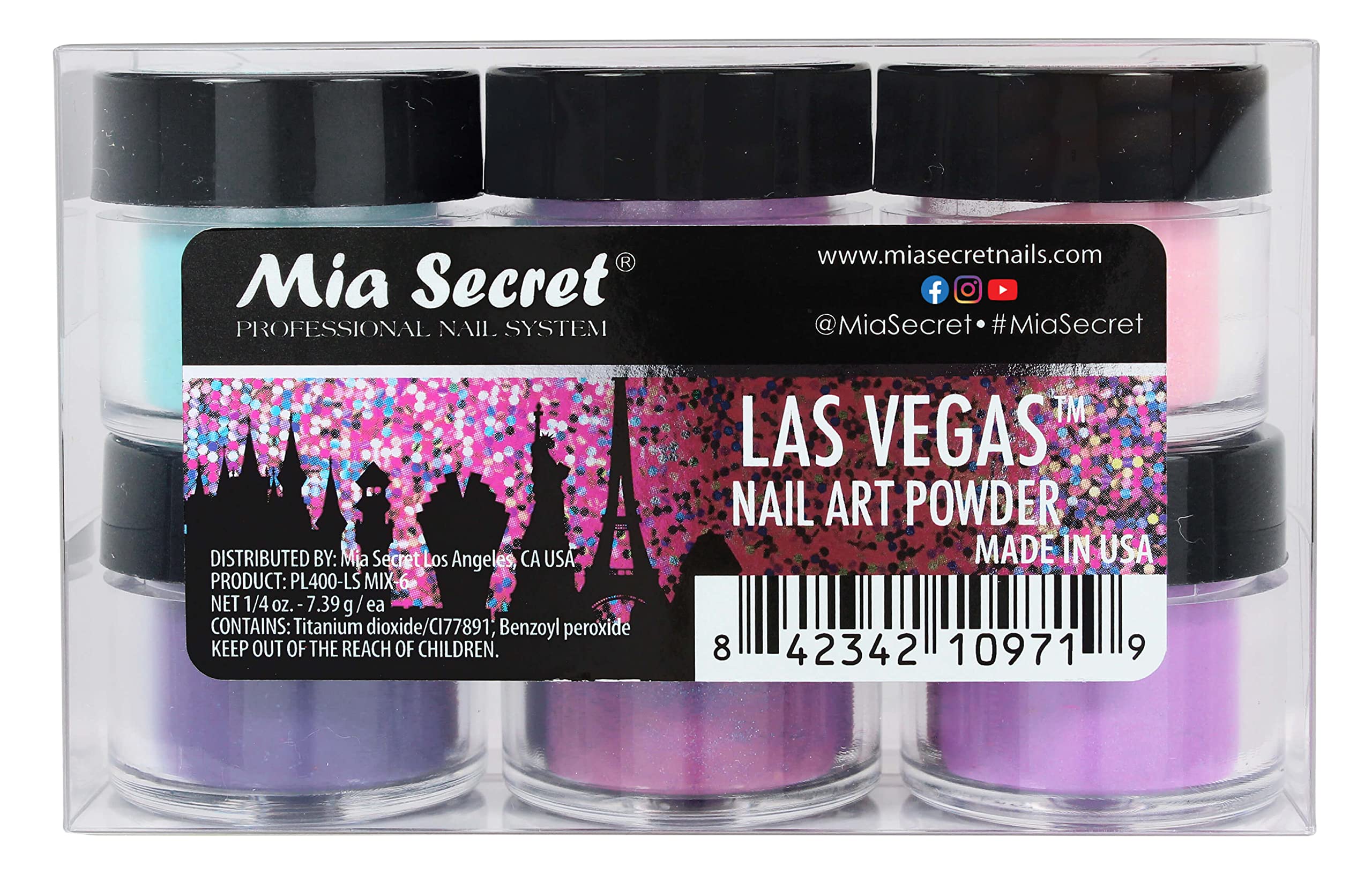 Mia Secret Nail Art Las Vegas Acrylic Powder – 6 Piece Collection