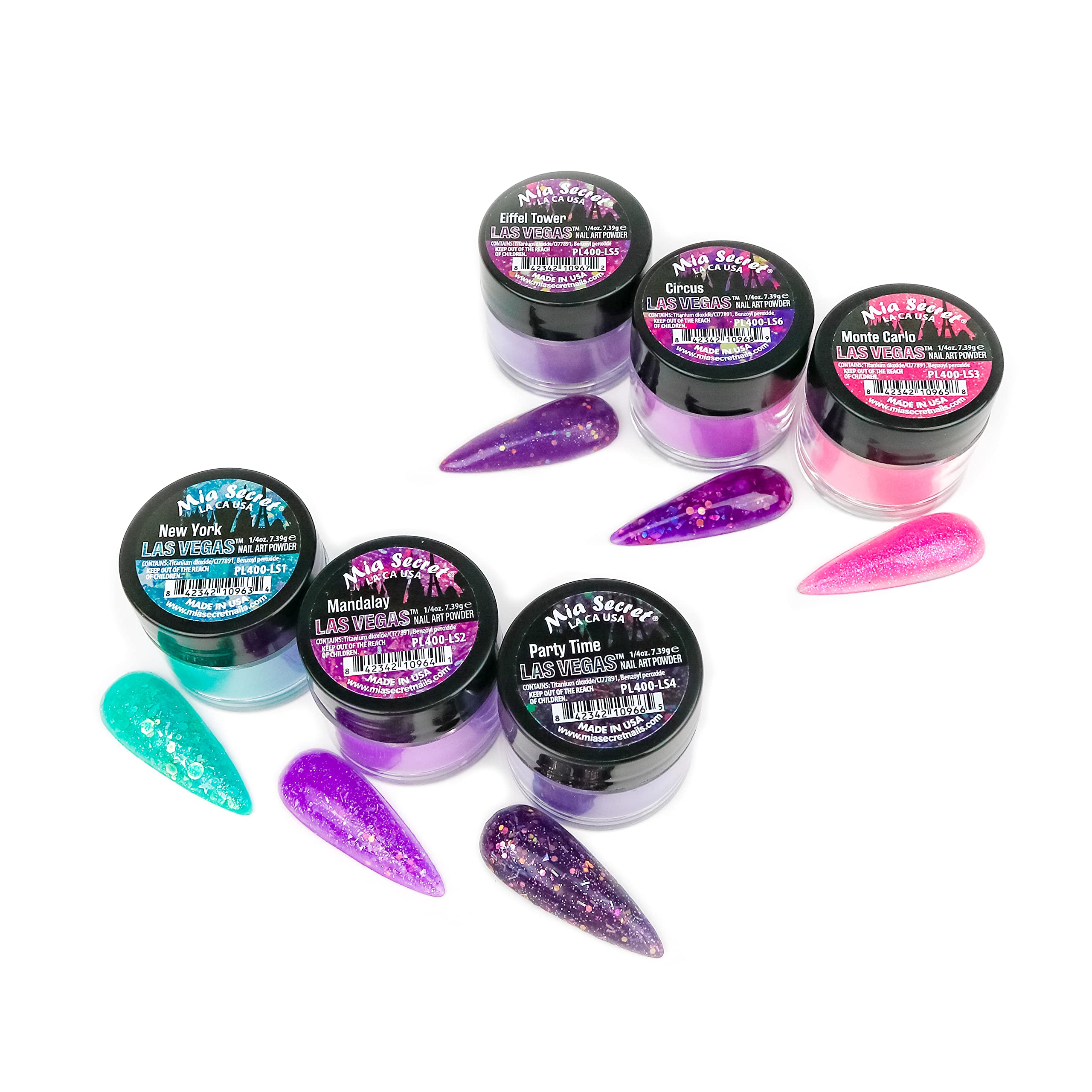 Mia Secret Nail Art Las Vegas Acrylic Powder – 6 Piece Collection